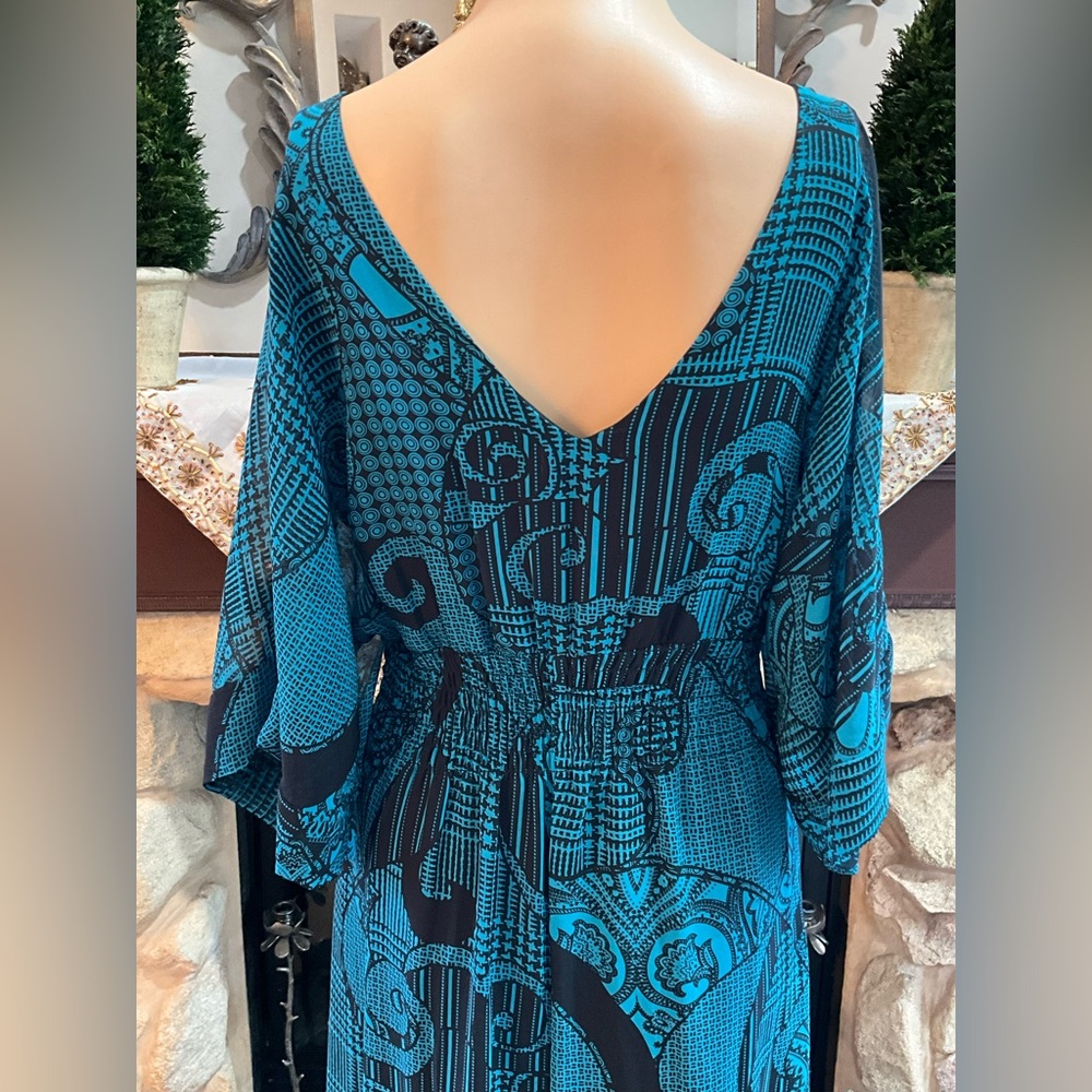 B. Smart Elegant Teal and Black Maxi Dress - Picture 6 of 10